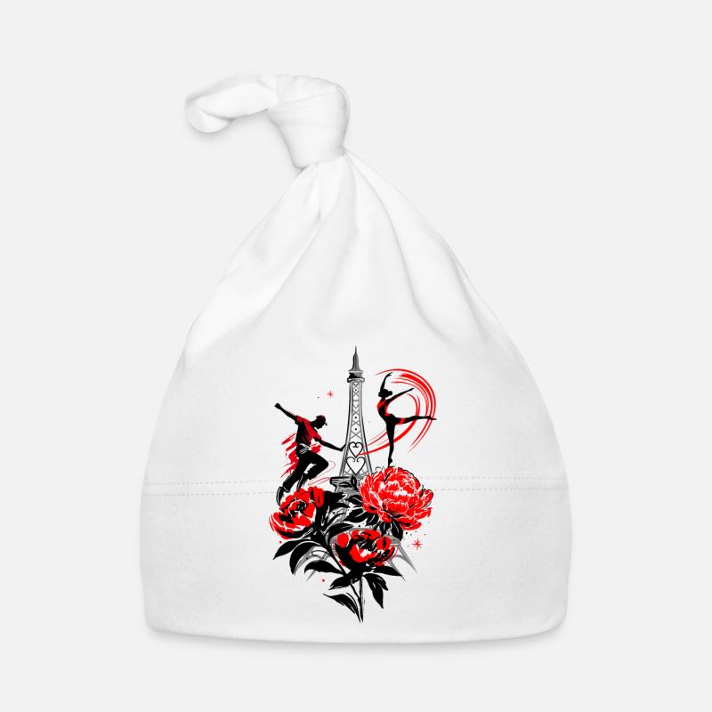 Dancer Paris Silhouette, Red Black Abstract Organic Baby Cap