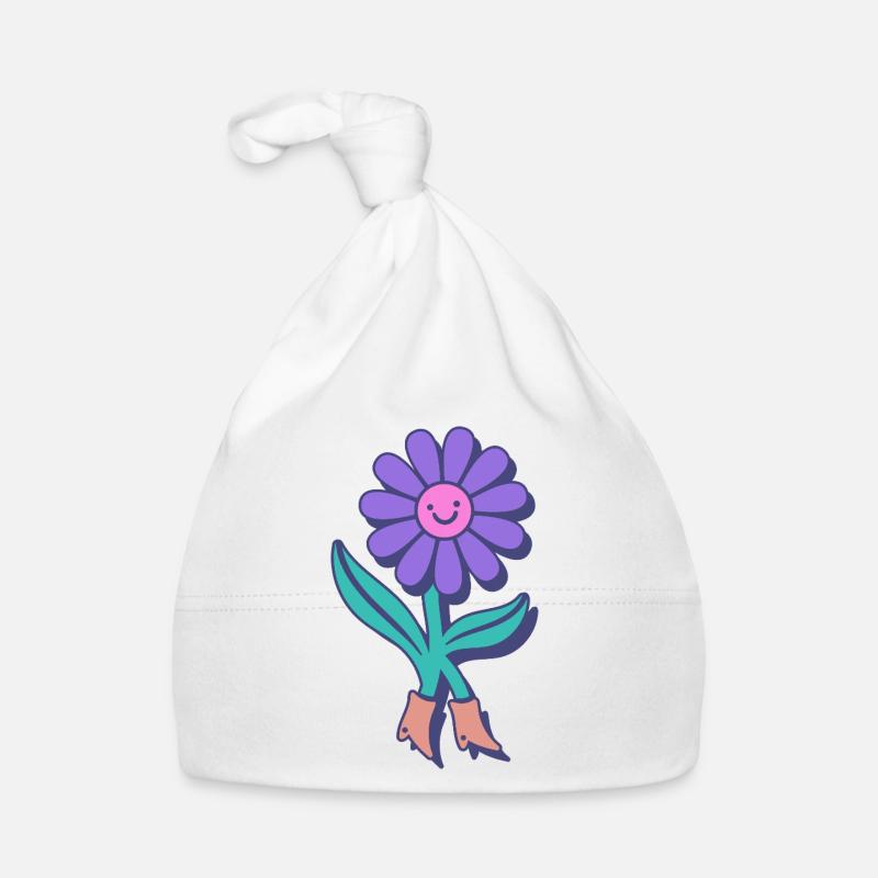 Fleur heureuse dessin animé Bonnet bio Bébé