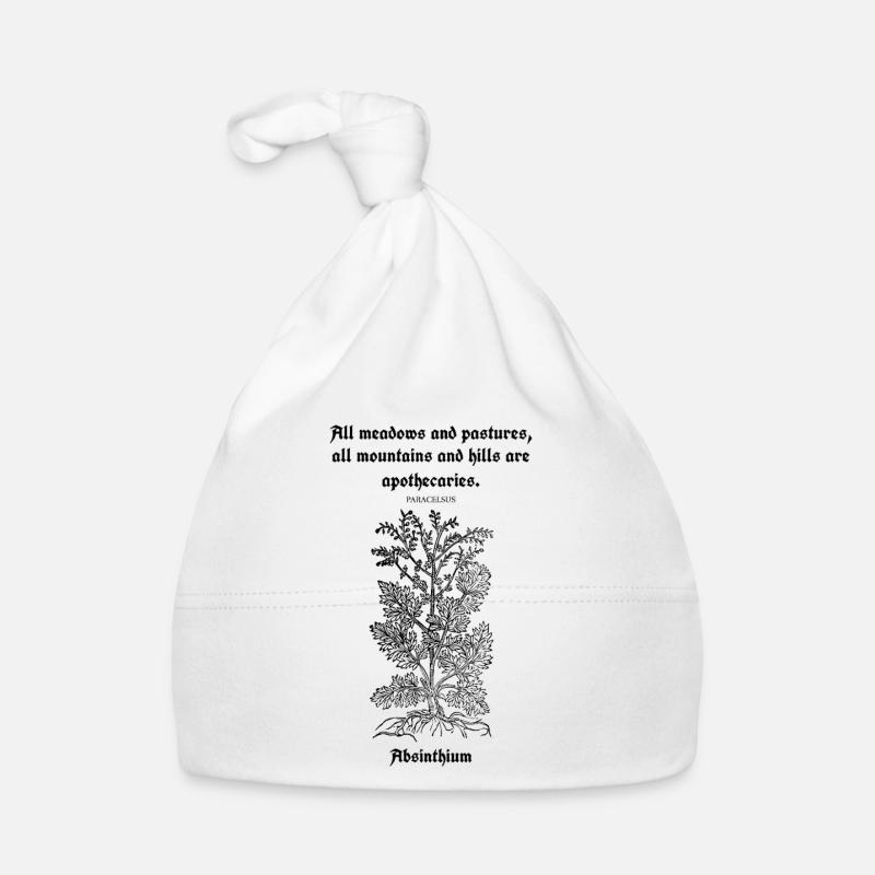 Citation latine de Paracelse – Absinthium Illustration Bonnet bio Bébé