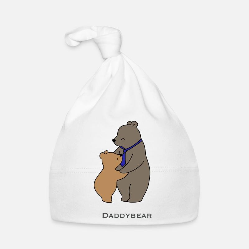 DaddyBear Hug - Organic Baby Cap - white