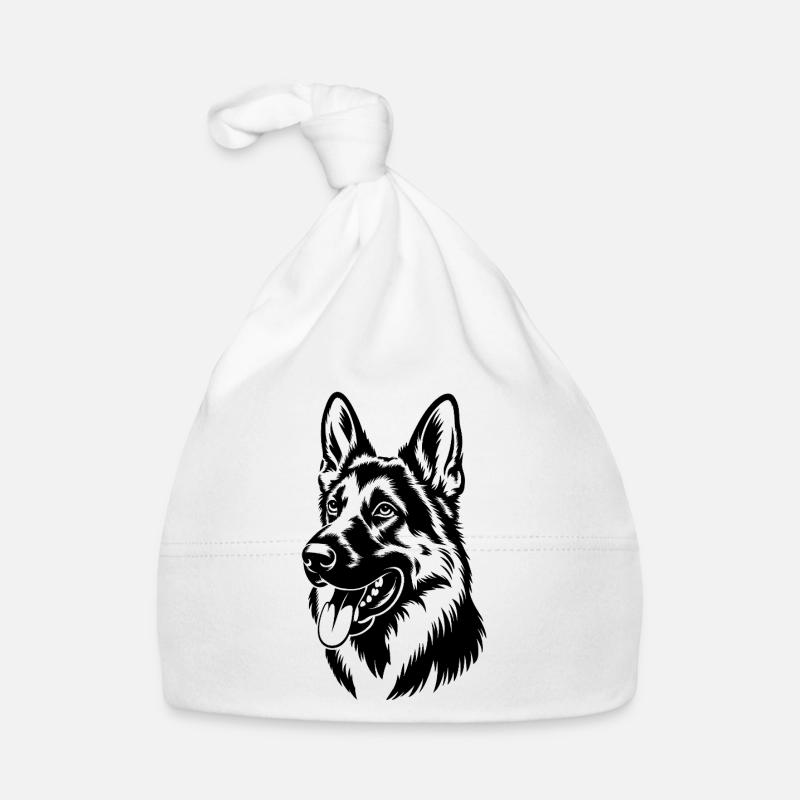 German Shepherd Head Illustration Organic Baby Cap