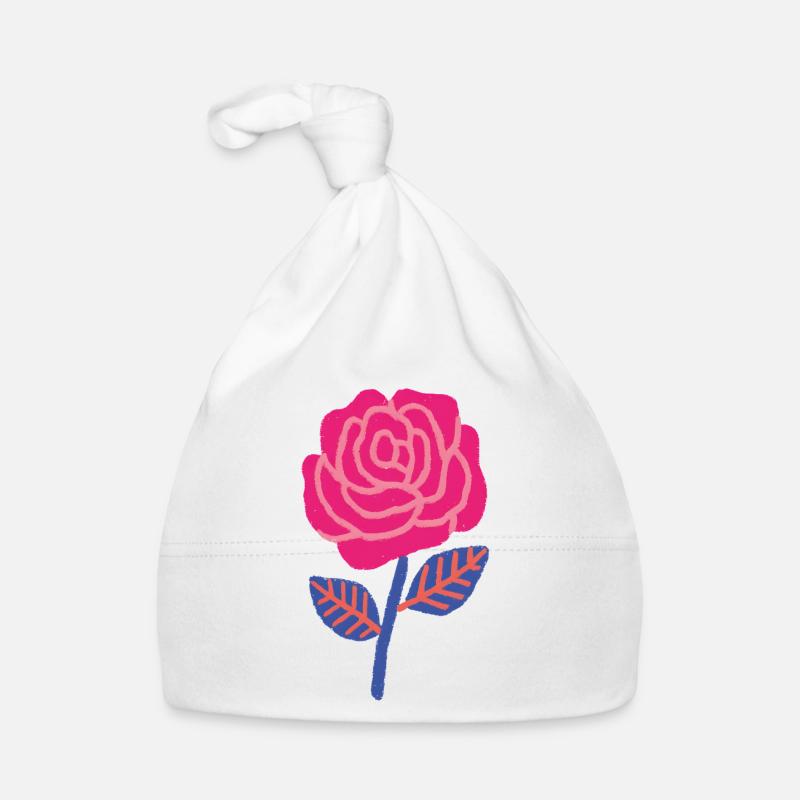 Rubinrose mit blauen Blättern Baby Bio-Mütze
