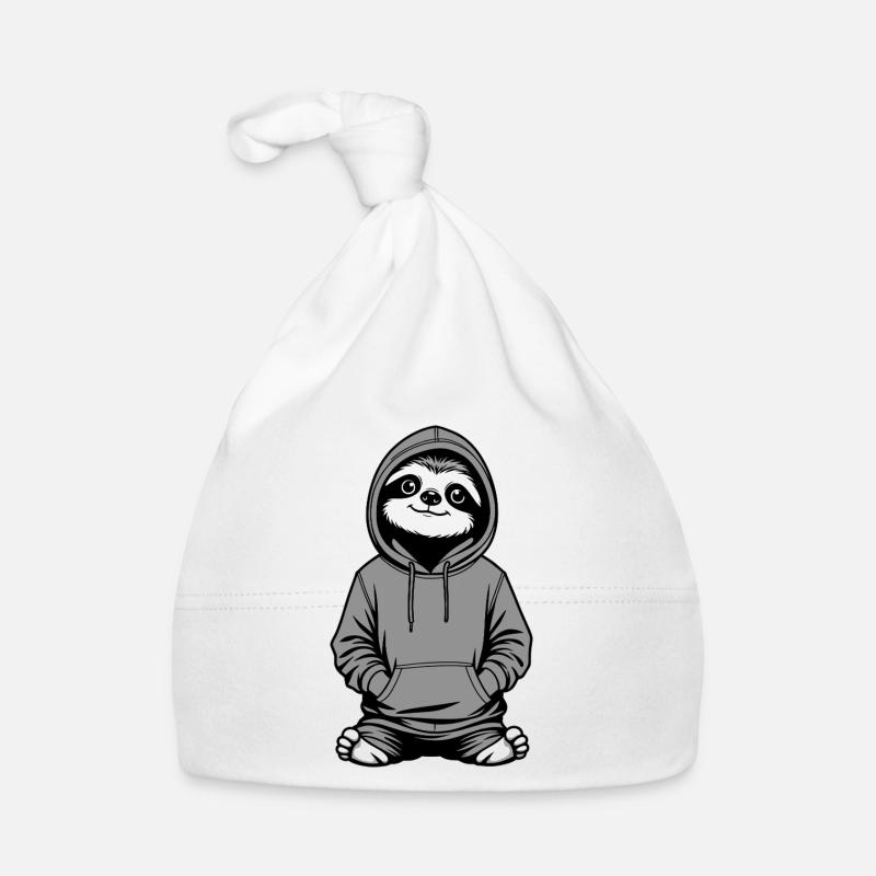 Slow-Chill Sloth Pullover Hoodie Organic Baby Cap