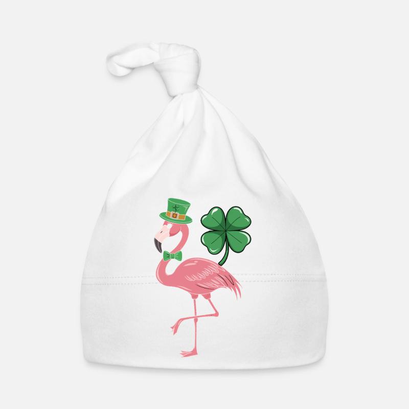 Flamant rose dans le style trèfle Bonnet bio Bébé