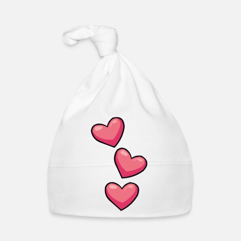 Cœurs à trois en rose Bonnet bio Bébé