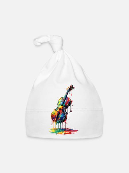 Violin with dripping paint - Organic Baby Cap - white - Front