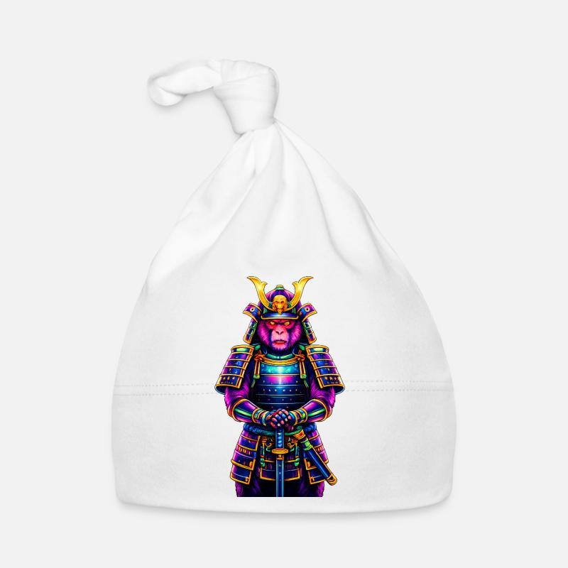 Neon Samurai Monkey Japanese Warrior Animal Organic Baby Cap