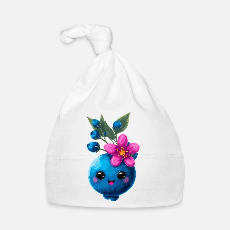 Blauer Beerenfreund mit Blüte Baby Bio-Mütze