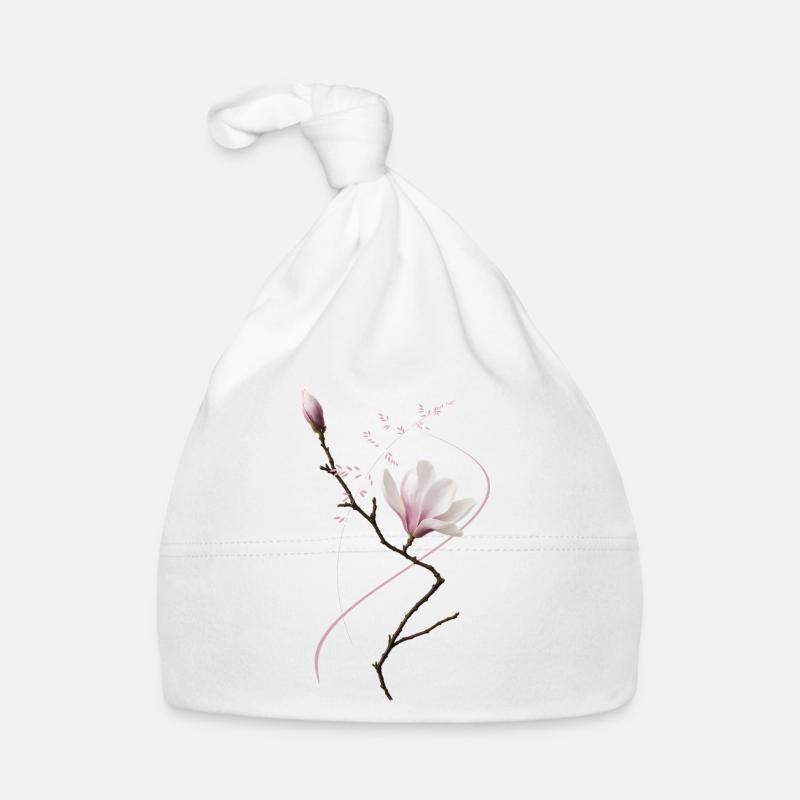 Magnolia in Ikebana style elegant & minimal Organic Baby Cap