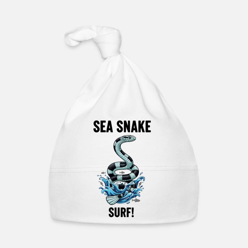 Serpent Marin Danger Surf Sea Snake Noir Bonnet bio Bébé