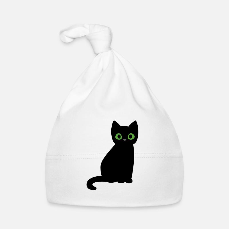 Chat noir halloween vert yeux doux Bonnet bio Bébé