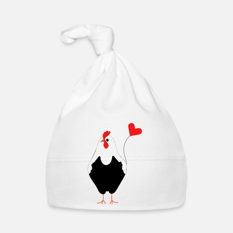 Stolzer Gockel Hahn mit Herzluftballon - Geschenk Baby Bio-Mütze