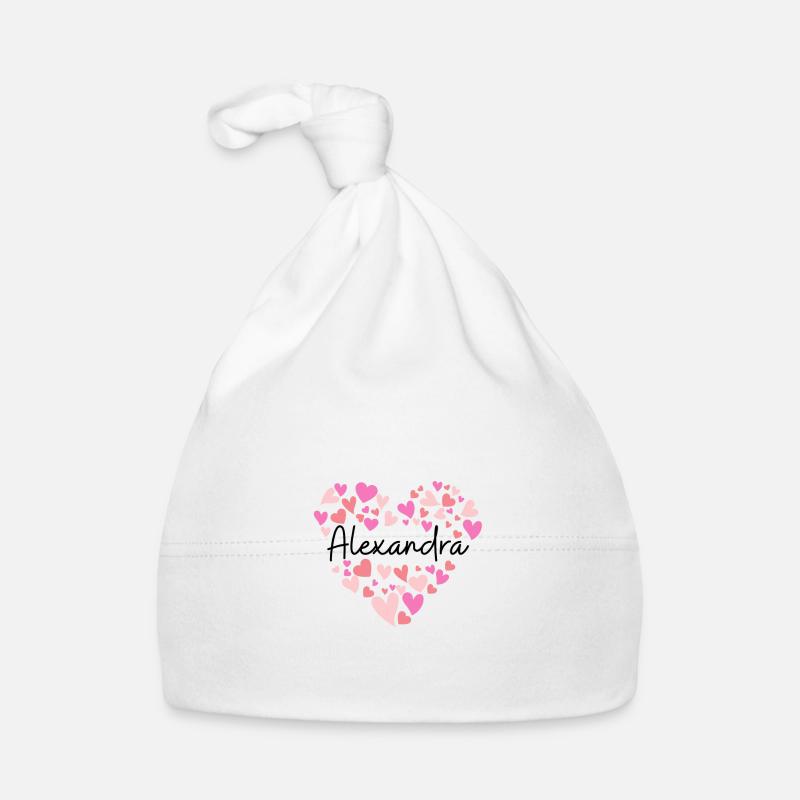 cœurs pour Alexandra - Bonnet bio Bébé - blanc