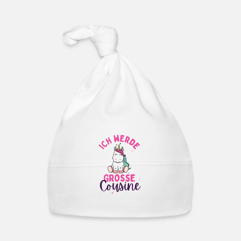Ich werde Große Cousine 2024 Loading Einhorn Herz Baby Bio-Mütze