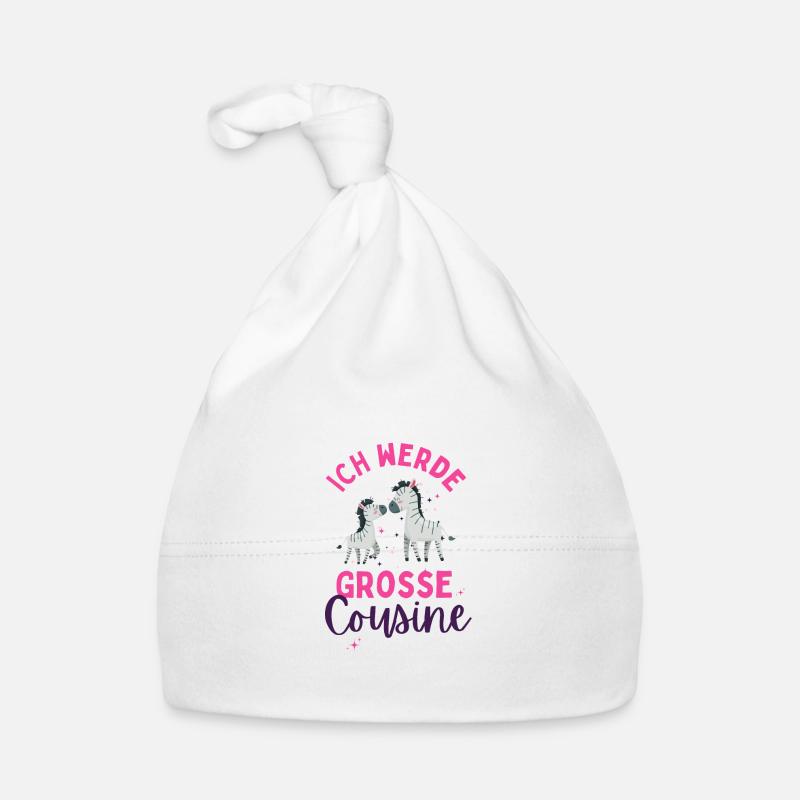 Ich werde Große Cousine 2024 Loading Zebra Herz Baby Bio-Mütze