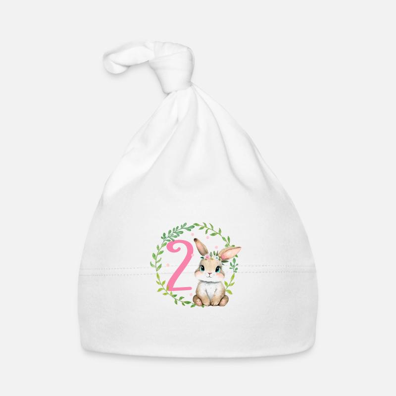 Geburtstag 2 Hase Waldtier Mädchen Zwei 2 Jahre al Baby Bio-Mütze