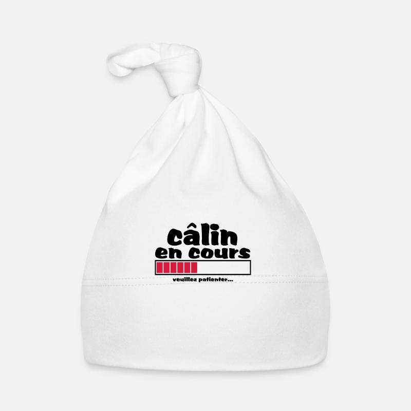 câlin en cours,amour,mariage,ev,formes,cœur - Bonnet bio Bébé - blanc