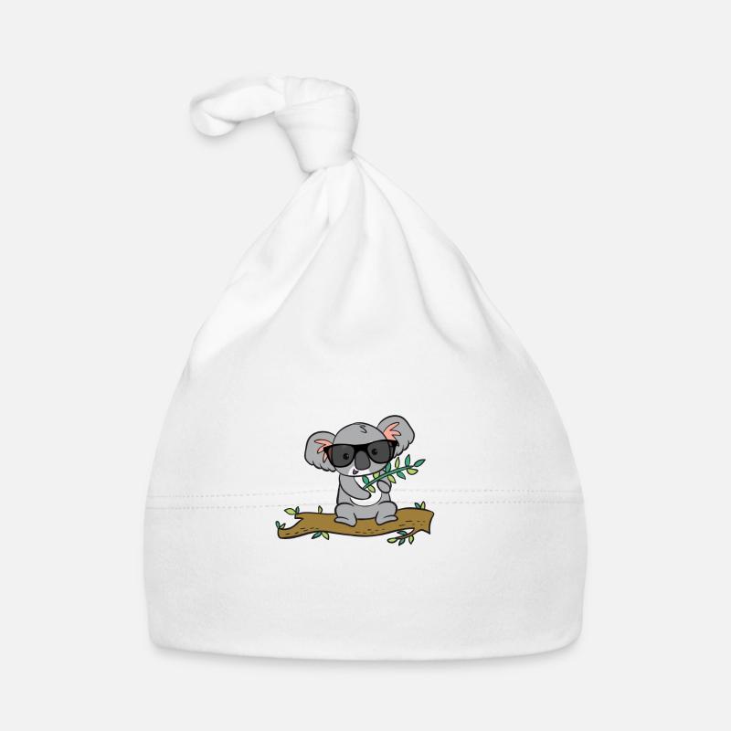 Koala mit Brille - Baby Bio-Mütze - Weiß