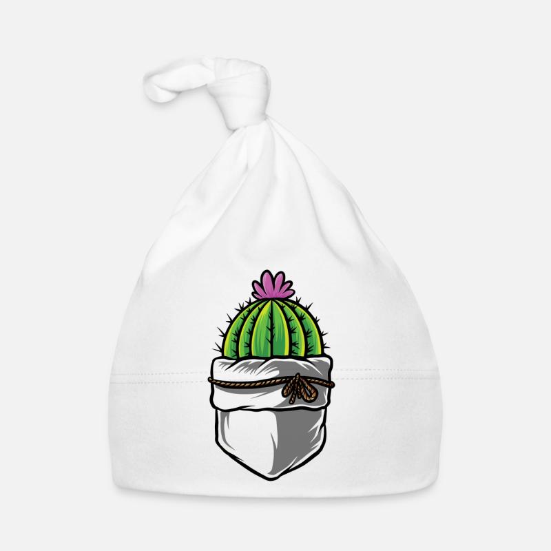 Cactus avec fleur rose dans la poche de votre poitrine Bonnet bio Bébé
