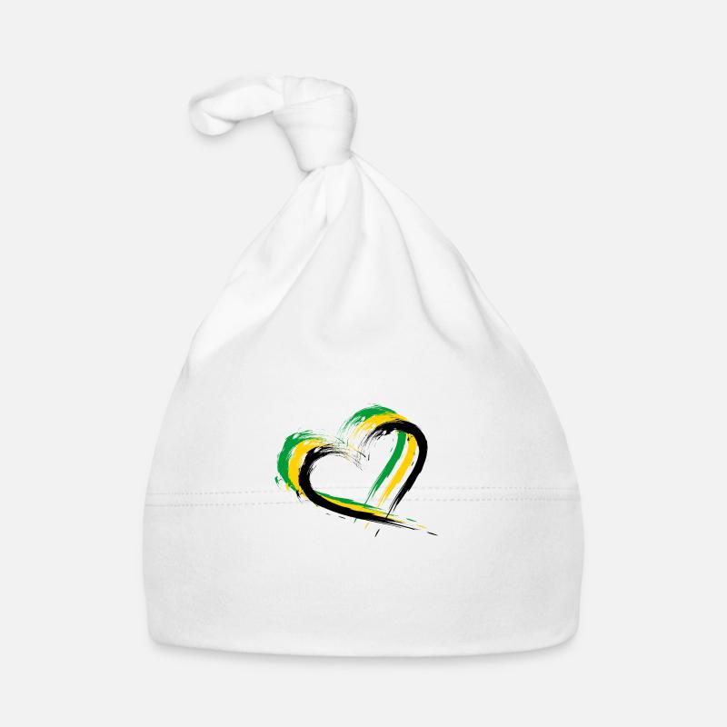 Drapeau de brosse de coeur de la Jamaïque - Bonnet bio Bébé - blanc