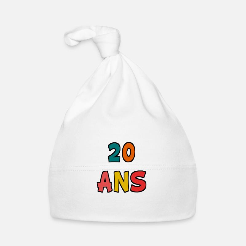 20 ANS. 20e ANNIVERSAIRE. ANNIVERSAIRE 20 ANS. 20 Bonnet bio Bébé