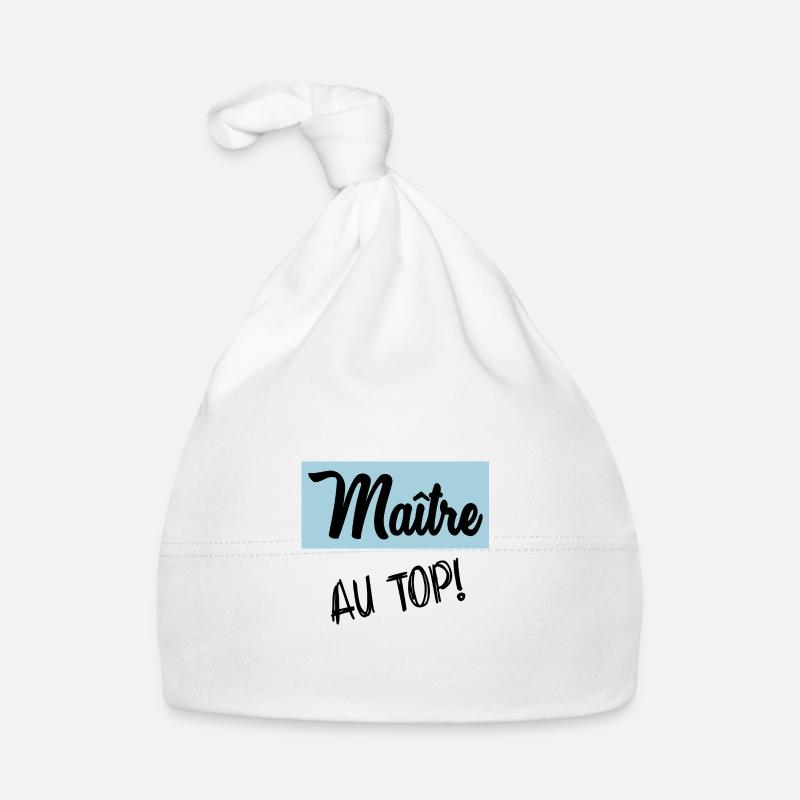 MAÎTRE. MERCI. MERCI MAÎTRE. MAITRE. CADEAU MAÎTRE - Bonnet bio Bébé - blanc