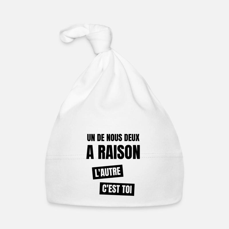 un de nous deux a raison - Bonnet bio Bébé - blanc