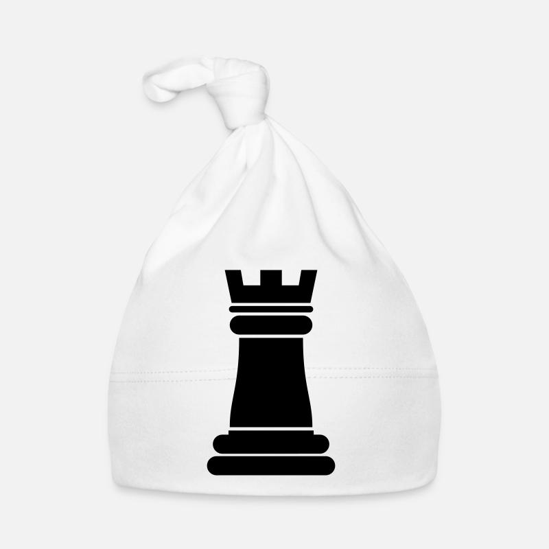 Tour de pièces d’échecs - Bonnet bio Bébé - blanc