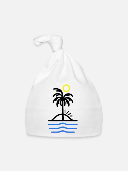 Palmen Insel - Baby Bio-Mütze - Weiß - Vorne