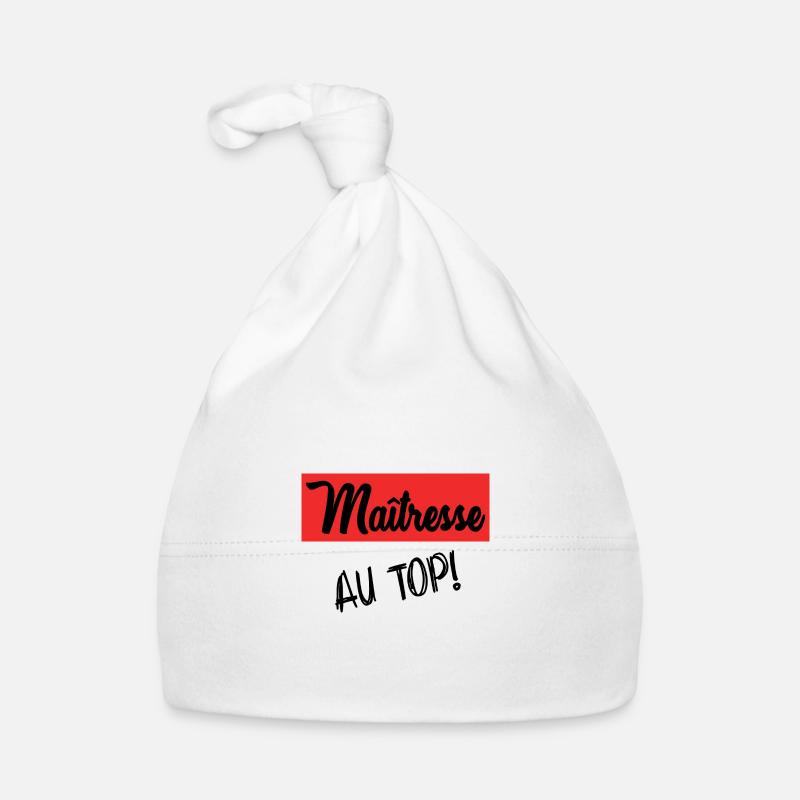 MAÎTRESSE. MERCI. MERCI MAÎTRESSE - Bonnet bio Bébé - blanc