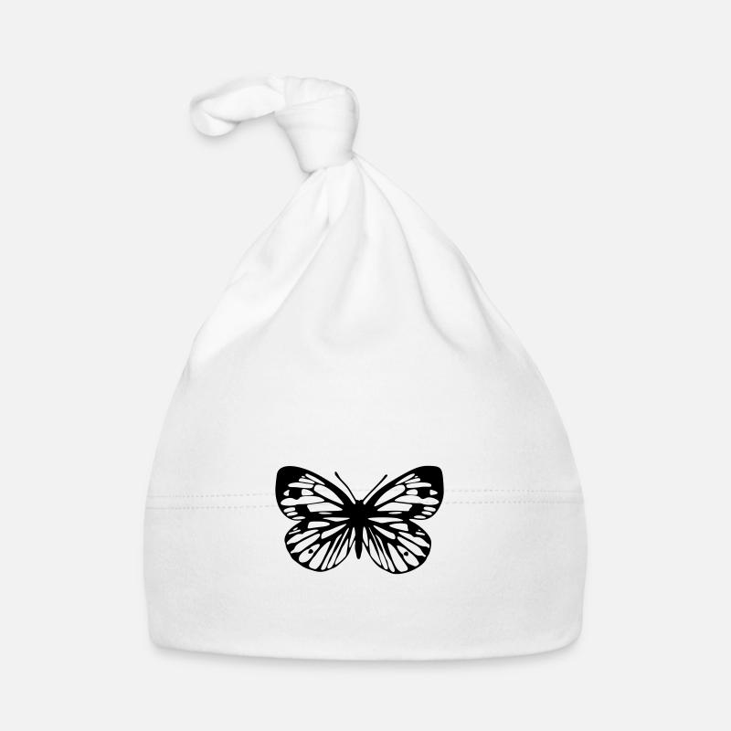 Papillon blanc veiné de vert Bonnet bio Bébé