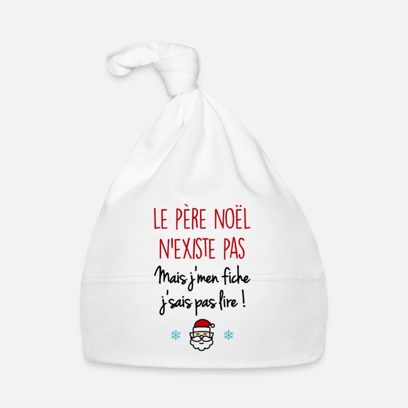 Le Père Noël n'existe pas - Bonnet bio Bébé - blanc