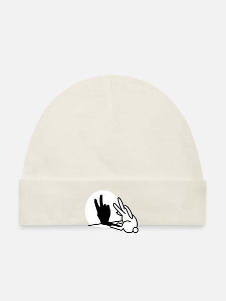 Lapins Ombre Main Deux 2 ans D’anniversaire V - Bonnet bio Bébé - blanc - Devant