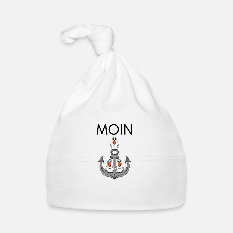 Anker Möwe Seemöwe Moin Nordsee - Baby Bio-Mütze - Weiß