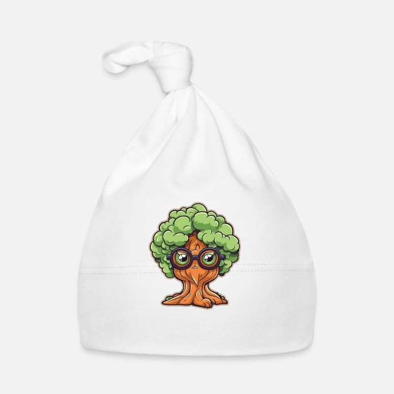 baum mit brille - Baby Bio-Mütze - Weiß