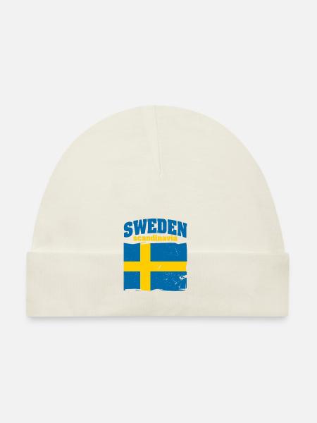 Schweden Souvenir Skandinavien Wikinger - Baby Bio-Mütze - Weiß - Vorne