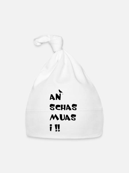 An Schas muas i - Baby Bio-Mütze - Weiß - Vorne
