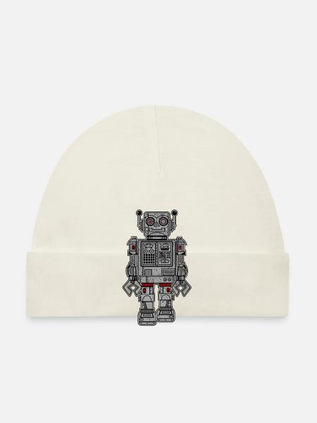 Retro Robot Toys - Organic Baby Cap - white - Front