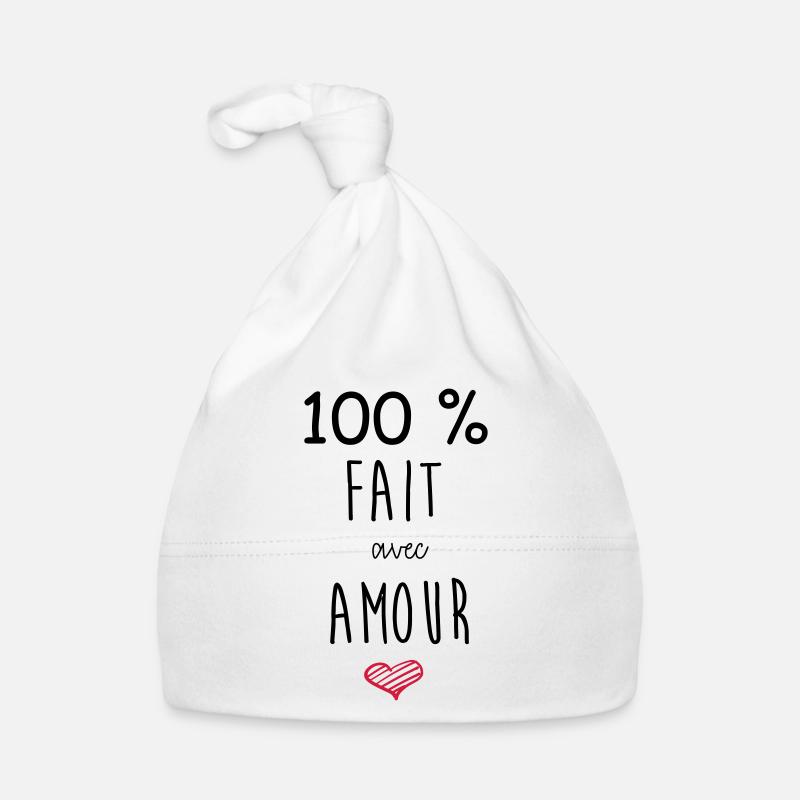 100% FAIT AVEC AMOUR - Bonnet bio Bébé - blanc