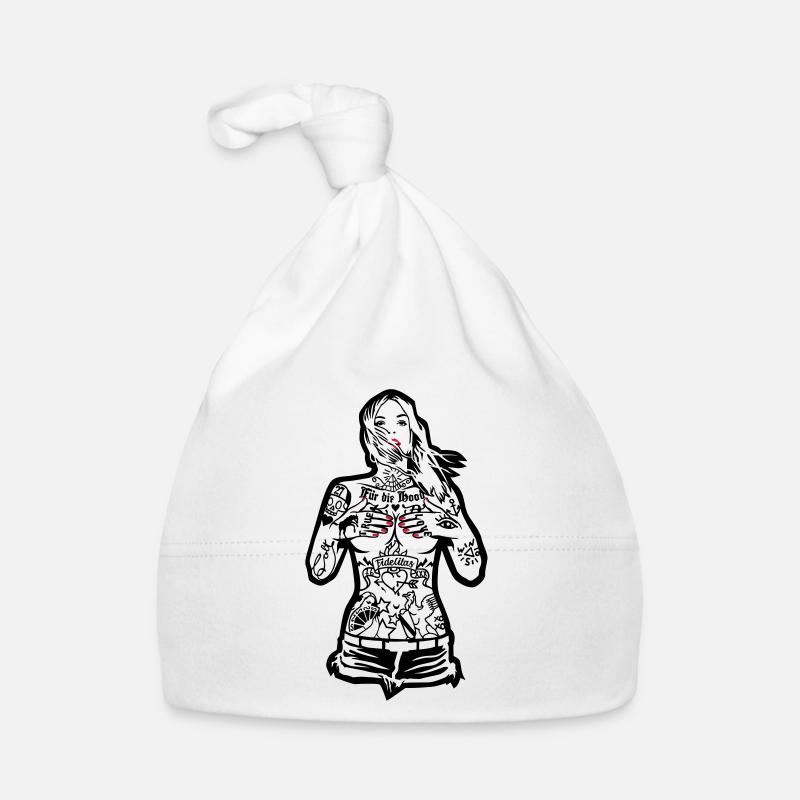 Fille de tatouage - Pour le capot Karlsruhe - pour - Bonnet bio Bébé - blanc