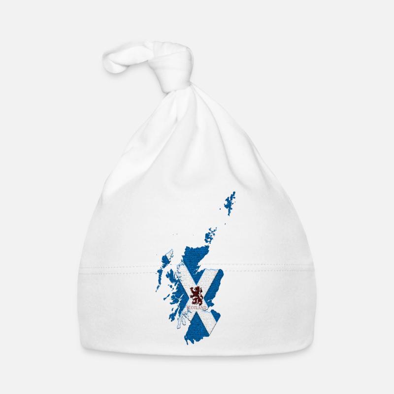 Scotland Map with Lion Rampant Organic Baby Cap
