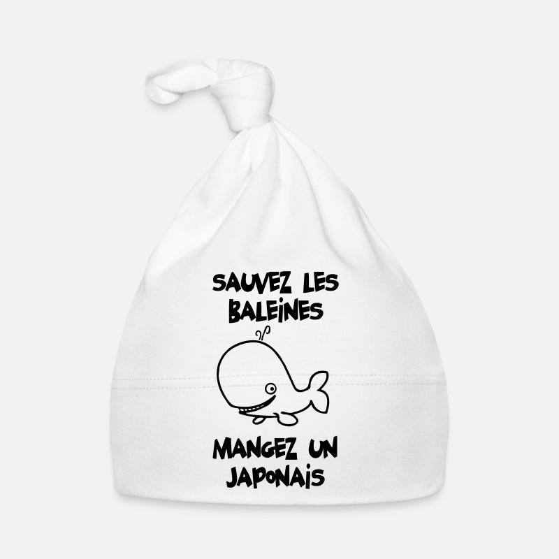 Sauvez les baleines - Bonnet bio Bébé - blanc