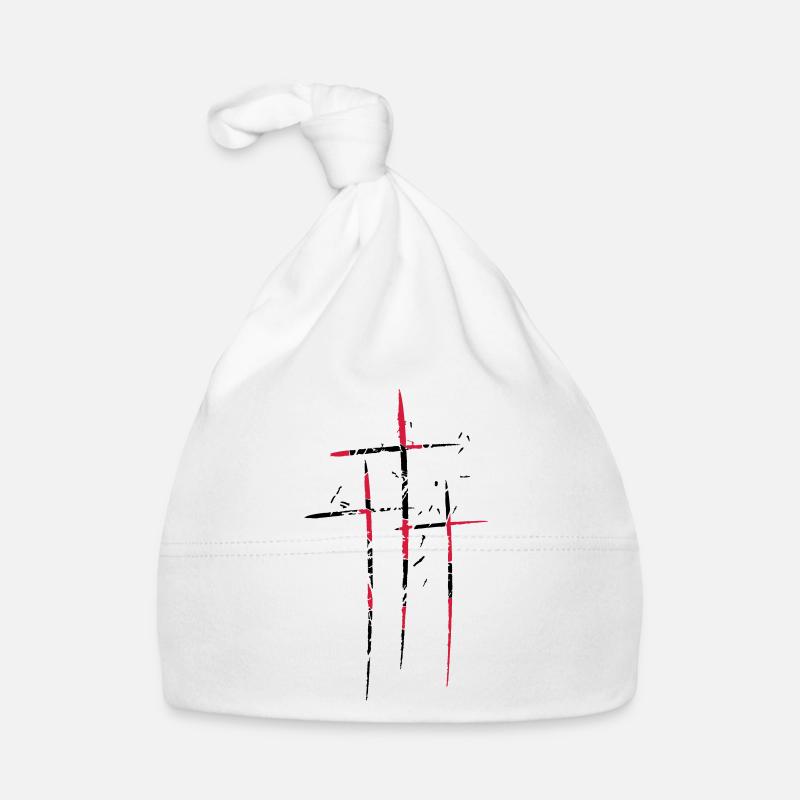 3 crosses design pattern scratch cool old tears br Organic Baby Cap