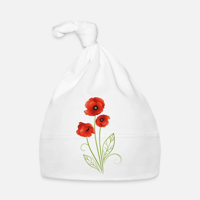 Rote Mohnblumen Mohn Sommer - Baby Bio-Mütze - Weiß
