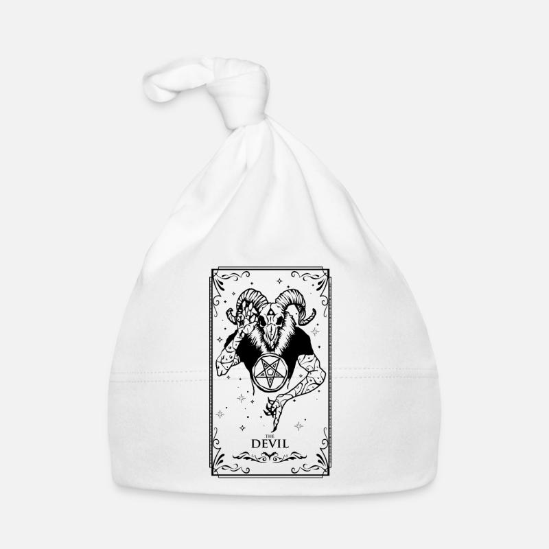 Carte tarot Le diable - Bonnet bio Bébé - blanc