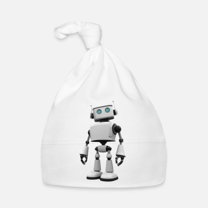 Robot 3D en blanc Bonnet bio Bébé