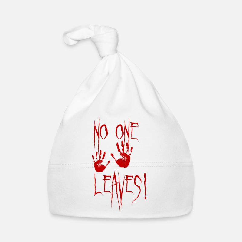 No one leaves mit Hand - Horror Halloween Baby Bio-Mütze