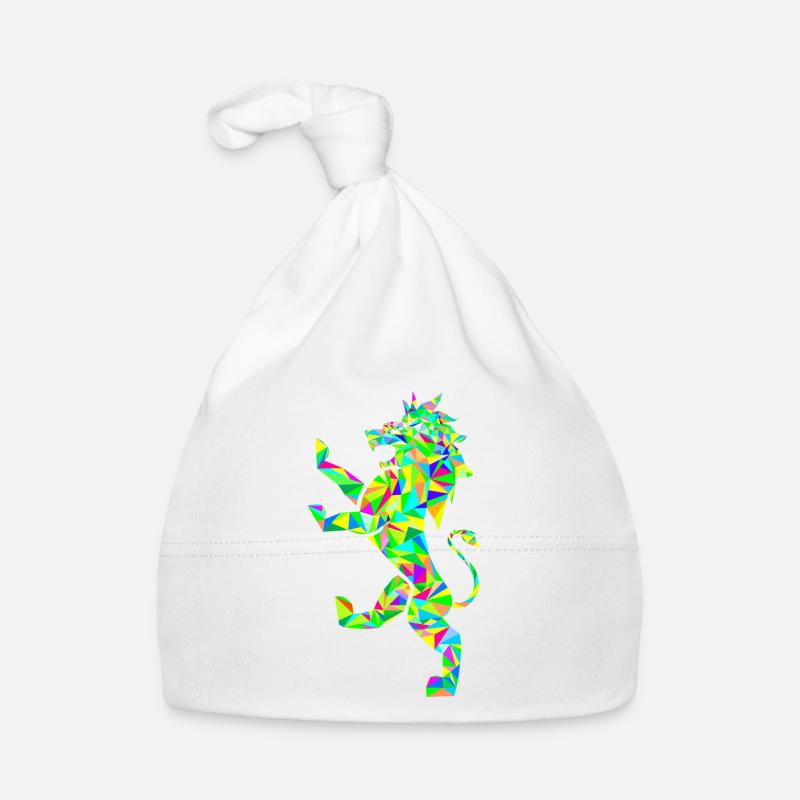 Löwe Polygon bunt - Baby Bio-Mütze - Weiß