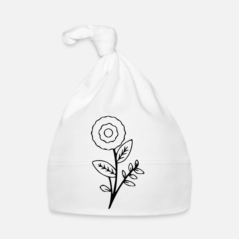 Flower Drawing Nature Sketch Black Organic Baby Cap