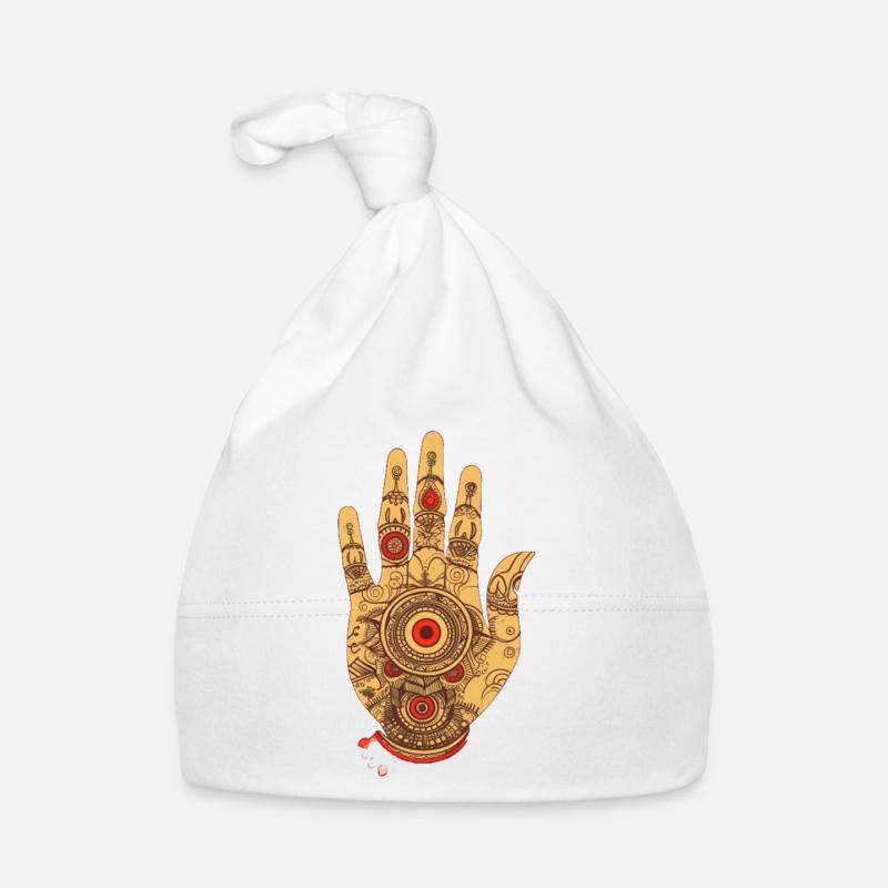 Main de Fatima 3 Petit - Bonnet bio Bébé - blanc